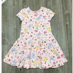 Disney Princess Pink Dress Girls Size 7/8 Short Sleeve Drop Waist All Over Print